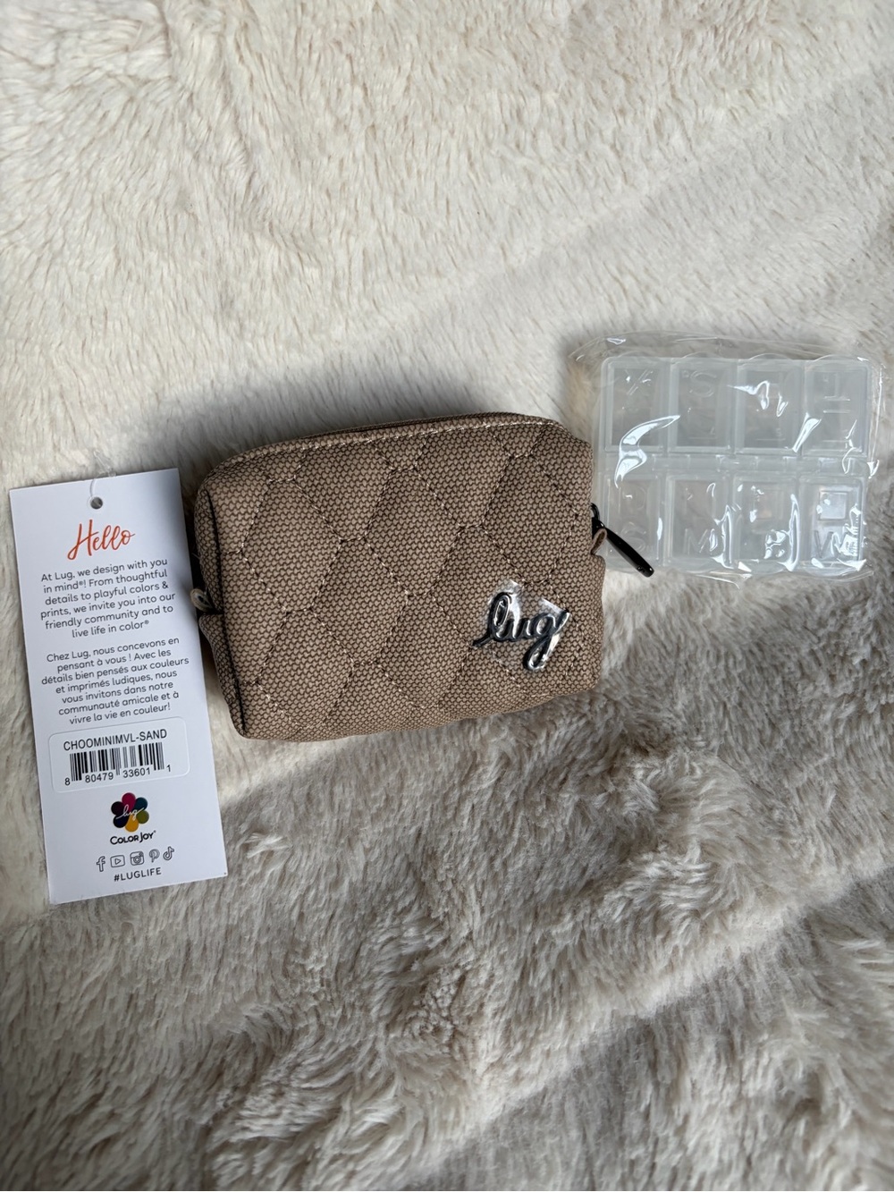 NWT Lug Quilted Mini Pill Box Matte Luxe - Sand